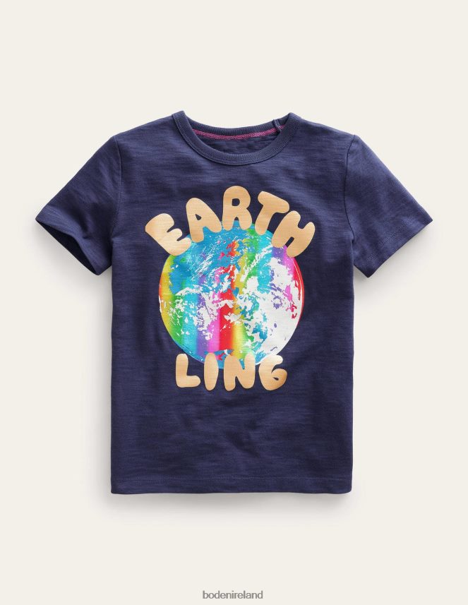Bright Navy Clothing Earth Logo-Print T-Shirt Boden Baby L466L6417