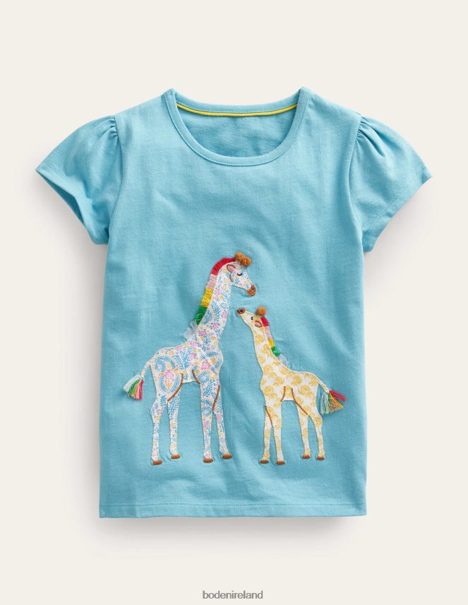 Delphinium Blue Giraffe Clothing Big Applique Top Boden Baby L466L6382