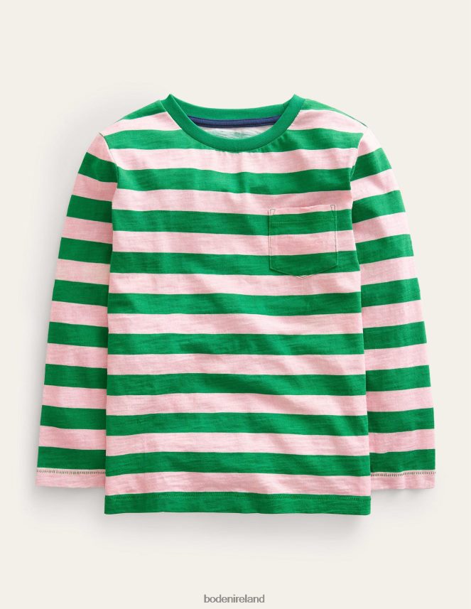 French Pink/Deep Green Clothing Long-sleeved Washed T-shirt Boden Baby L466L6422