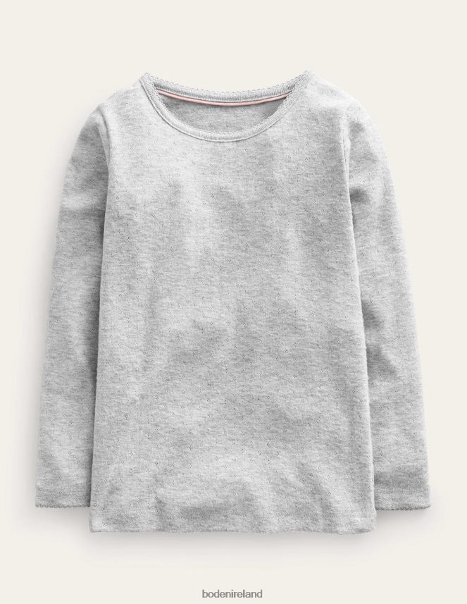 Grey Marl Clothing Long Sleeve Pointelle Top Boden Baby L466L6402