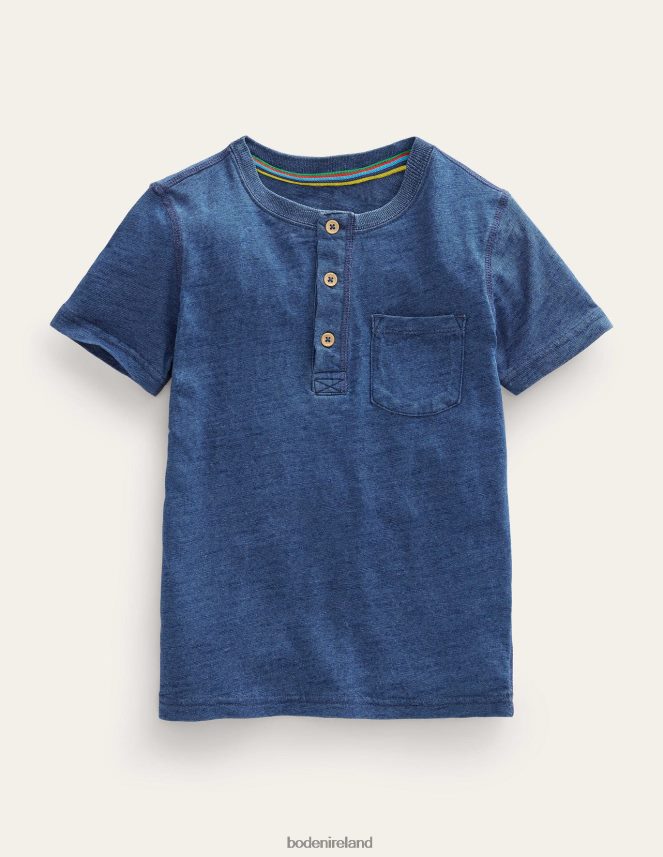 Indigo Blue Clothing Washed Cotton Henley T-Shirt Boden Baby L466L63420