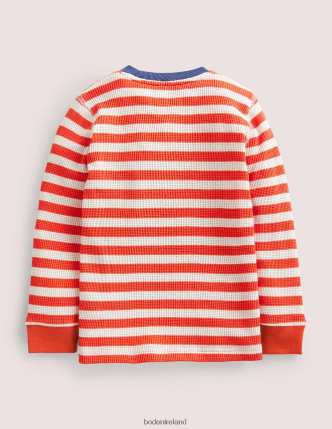 Ivory/Tiger Lily Orange Clothing Waffle Henley T-Shirt Boden Baby L466L63421