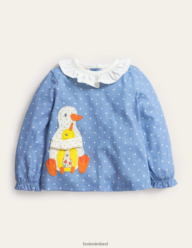 Pebble Blue Spot Ducks Clothing Pretty Logo T-Shirt Boden Baby L466L63361