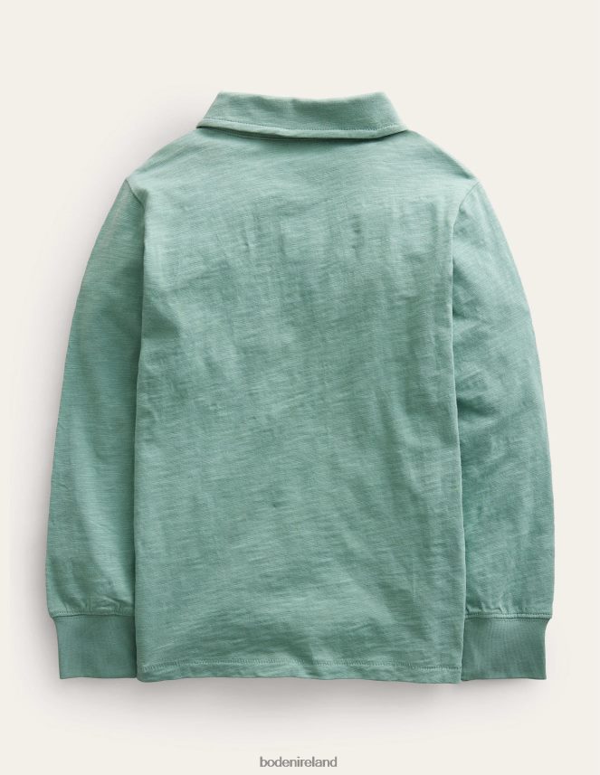 Smoke Green Clothing Slubbed Long-Sleeve Polo Shirt Boden Baby L466L6416