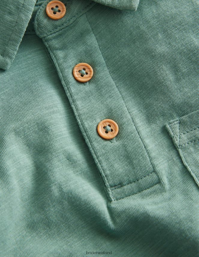 Smoke Green Clothing Slubbed Long-Sleeve Polo Shirt Boden Baby L466L6416