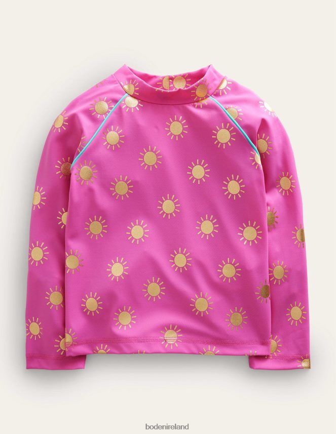 Tickled Pink Gold Foil Suns Clothing Patterned Rash Vest Boden Baby L466L63369