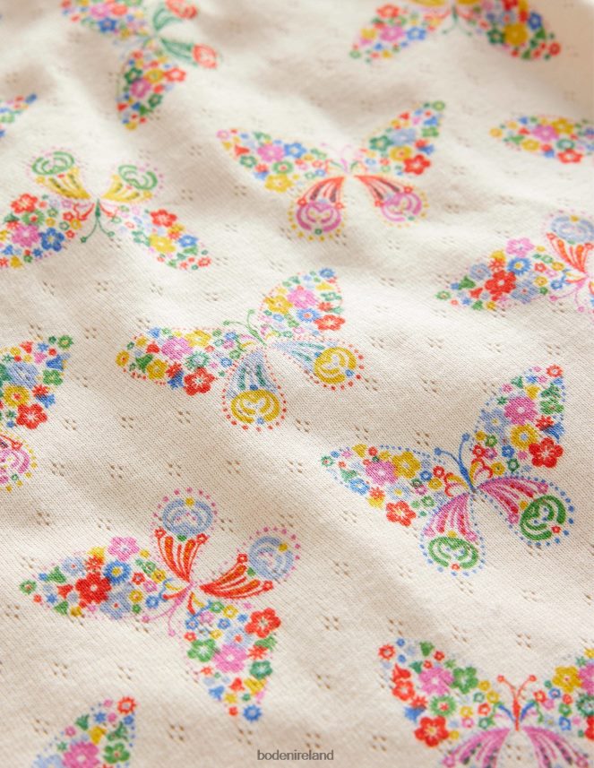 Vanilla Pod Butterflies Clothing Short-Sleeved Pointelle Top Boden Baby L466L63476