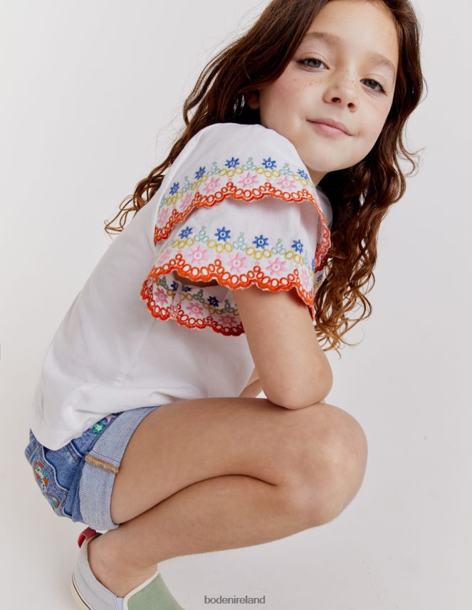 White Clothing Broderie Mix T-shirt Boden Baby L466L63329