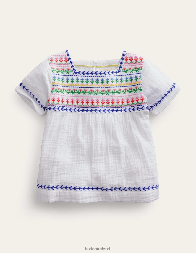 White Clothing Embroidered Trim Top Boden Baby L466L63395