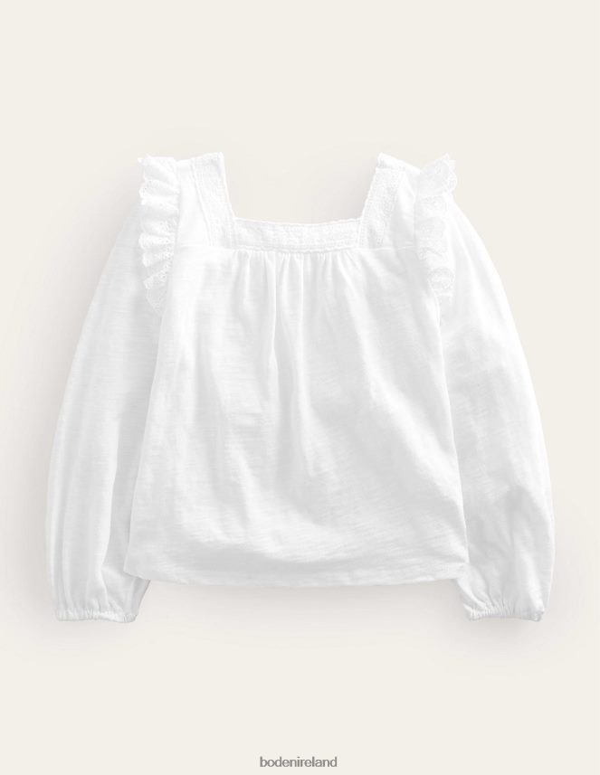 White Clothing Square Neck Broderie Mix Top Boden Baby L466L63331
