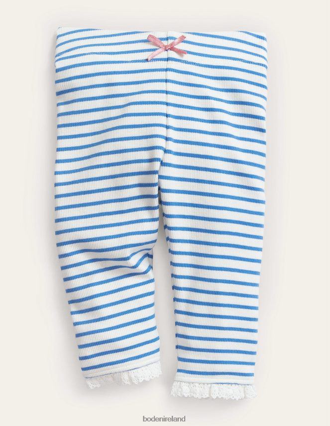 Ivory/Penzance Blue Clothing Ribbed Lace Leggings Boden Baby L466L63467