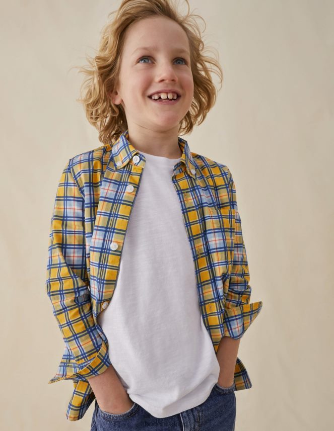 Yellow Check Clothing Laundered Shirt Boden Boys L466L6888