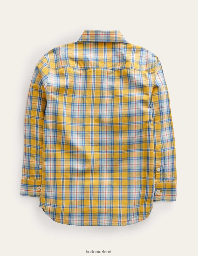 Yellow Check Clothing Laundered Shirt Boden Boys L466L6888