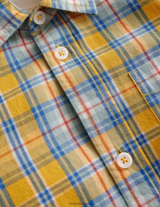 Yellow Check Clothing Laundered Shirt Boden Boys L466L6888