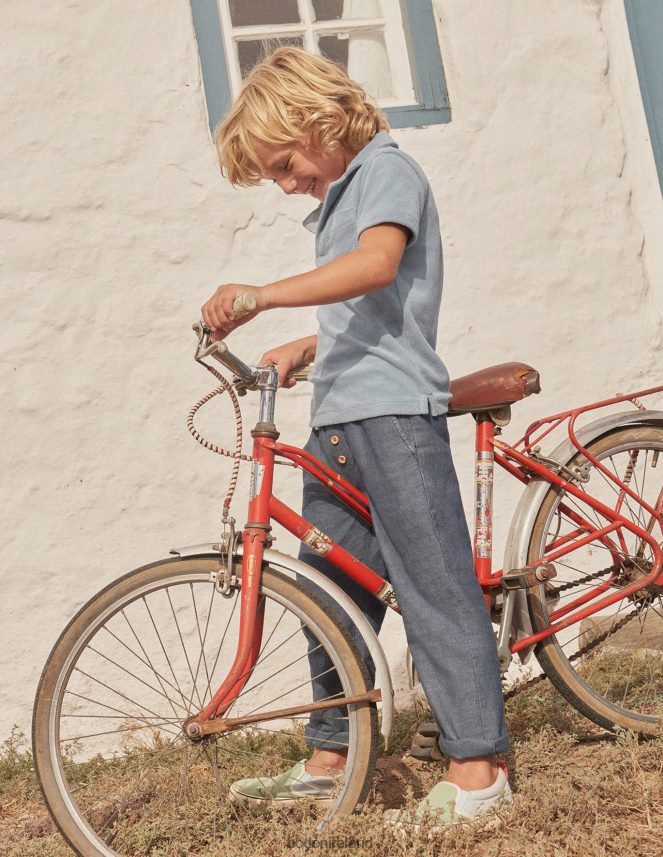 Pebble Blue Clothing Towelling Polo Boden Boys L466L6871