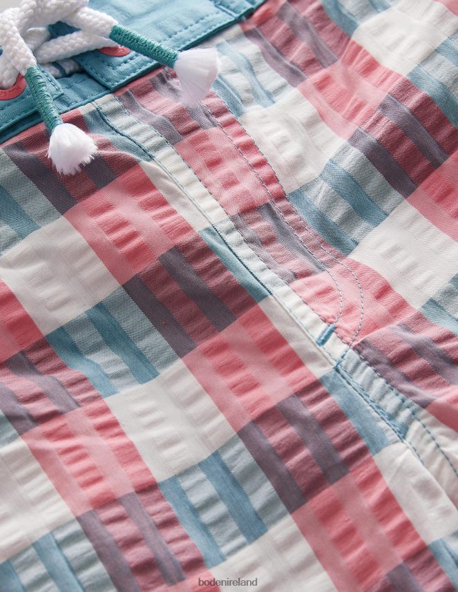 Pink/Green Check Clothing Gingham Board Shorts Boden Boys L466L6872