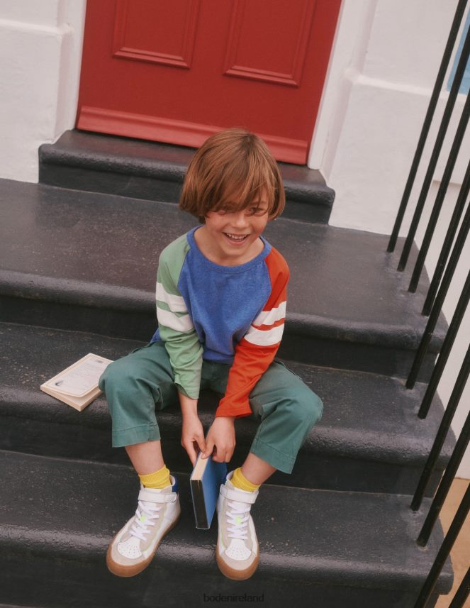 Blue/Green/Orange Marl Clothing Colourblock Raglan T-shirt Boden Boys L466L6849