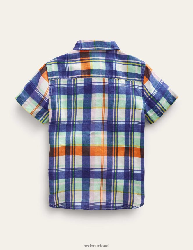 Fire Opal/Green Madras Clothing Cotton-Linen Shirt Boden Boys L466L6847