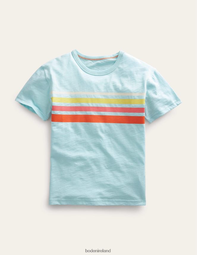 Iced Aqua Blue Clothing Relaxed Striped Cotton T-Shirt Boden Boys L466L6848