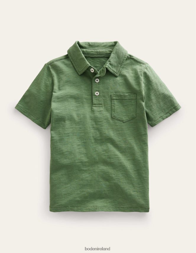 Safari Green Clothing Slubbed-Jersey Polo Shirt Boden Boys L466L6855