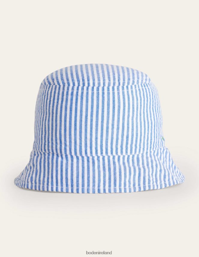Blue Ticking Accessory Woven Bucket Hat Boden Girls L466L63286
