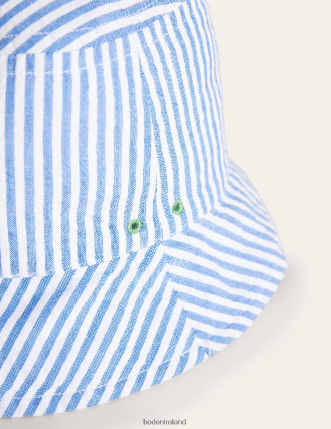 Blue Ticking Accessory Woven Bucket Hat Boden Girls L466L63286