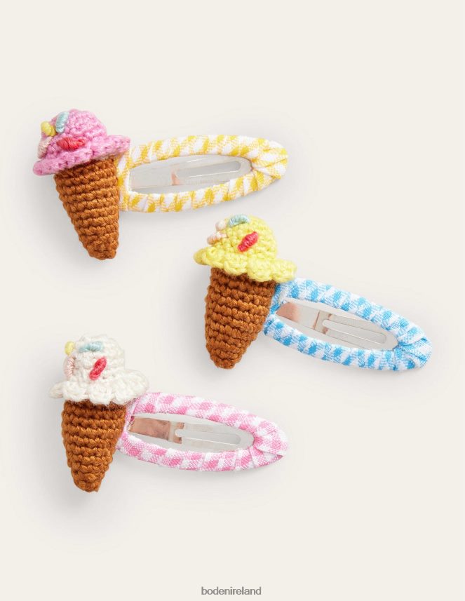 Gingham Ice Creams Accessory 3 Pack Hair Clips Boden Girls L466L62676