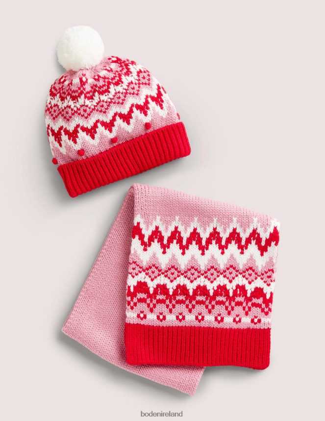 Pink Accessory Fair Isle Hat and Scarf set Boden Girls L466L62729