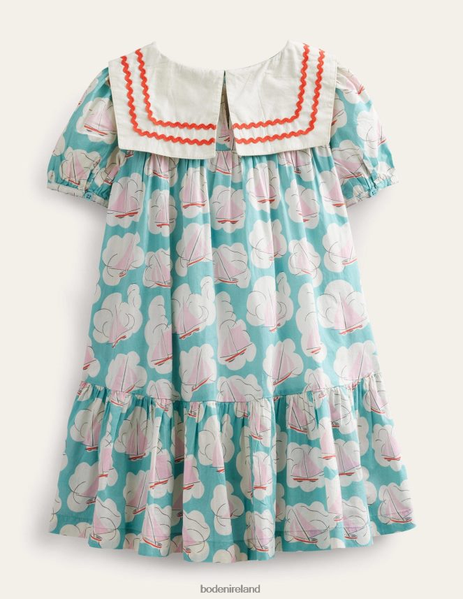 Aqua Boat Print Clothing Woven Sailor Dress Boden Girls L466L62966
