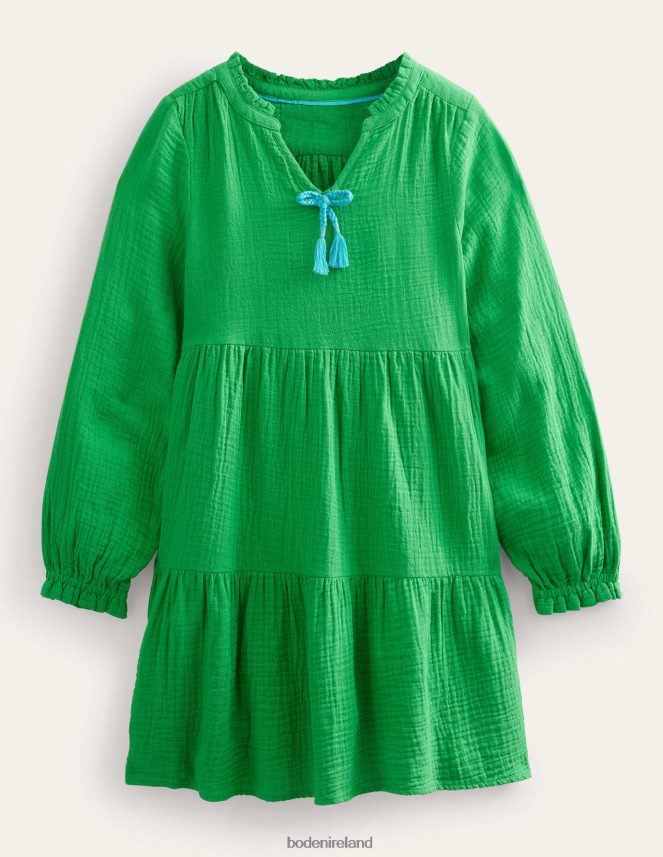 Bright Green Clothing Double Cloth Tiered Dress Boden Girls L466L62639