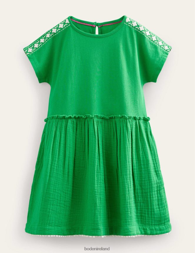 Bright Green Clothing Woven Mix Texture Dress Boden Girls L466L62939