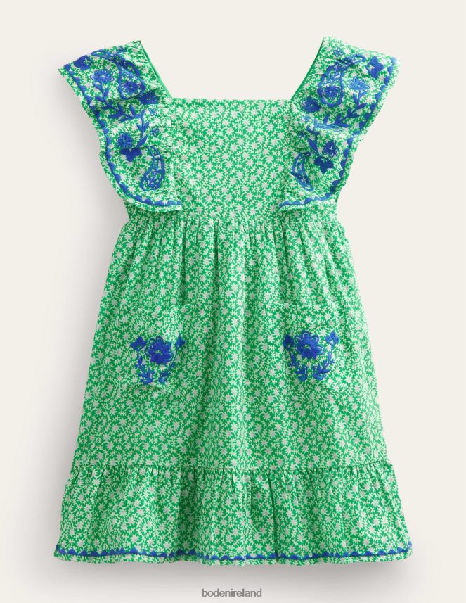 Bright Green Spring Clothing Embroidered Pinafore Dress Boden Girls L466L62785