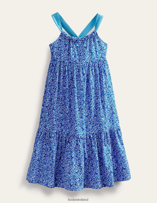 Cabana Blue Floral Clothing Tiered Jersey Maxi Dress Boden Girls L466L62808