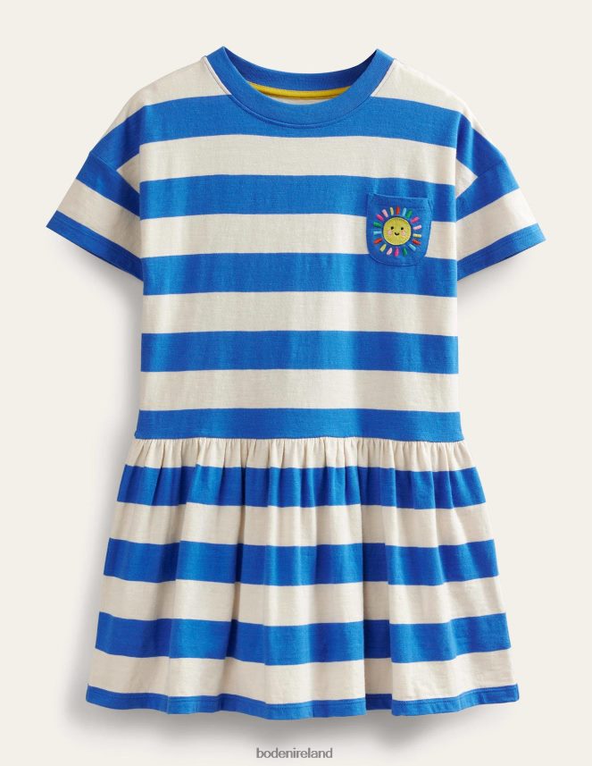 Cabana Blue/Ivory Clothing Graphic Casual Jersey Dress Boden Girls L466L62824