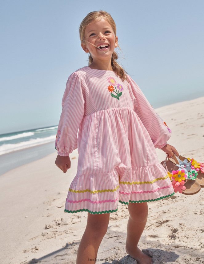 Cameo Pink Clothing Embroidered Stripe Dress Boden Girls L466L62950