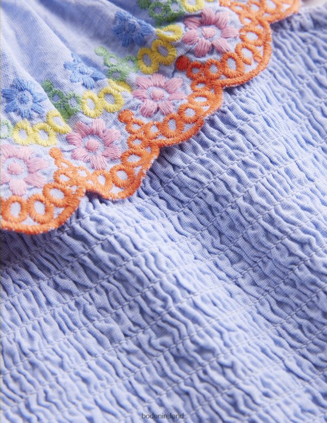 Chambray Blue Clothing Scalloped Tiered Dress Boden Girls L466L63231