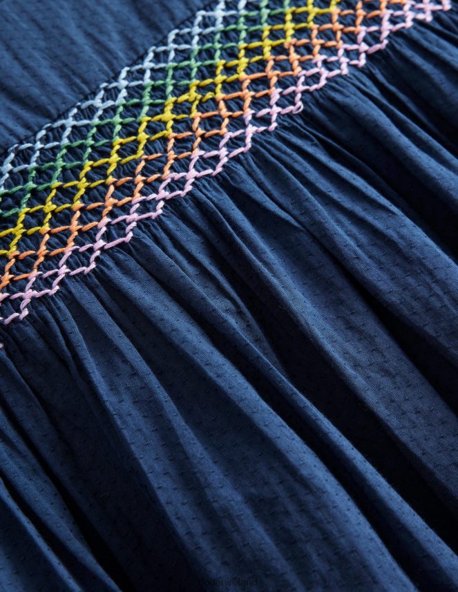 College Navy Flowers Clothing Rainbow Smocked Dress Boden Girls L466L62976