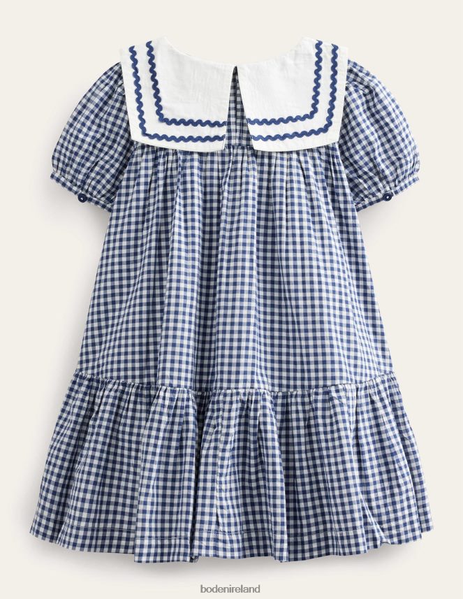 College Navy Ivory Gingham Clothing Woven Sailor Dress Boden Girls L466L63146