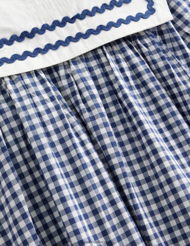 College Navy Ivory Gingham Clothing Woven Sailor Dress Boden Girls L466L63146