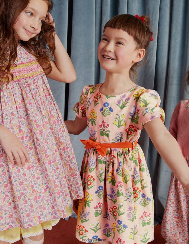 Dusty Pink Flowers Clothing Bow Tie Vintage Dress Boden Girls L466L62875