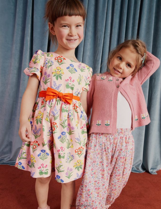 Dusty Pink Flowers Clothing Bow Tie Vintage Dress Boden Girls L466L62875