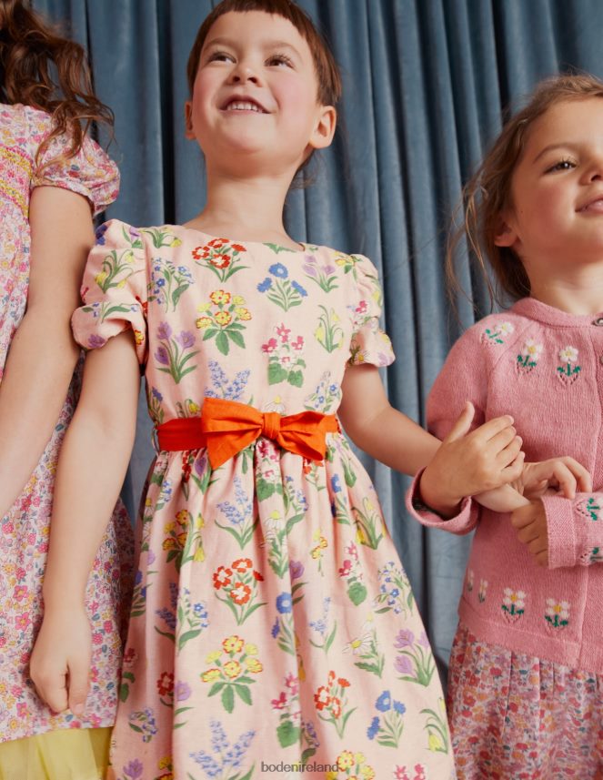 Dusty Pink Flowers Clothing Bow Tie Vintage Dress Boden Girls L466L62875
