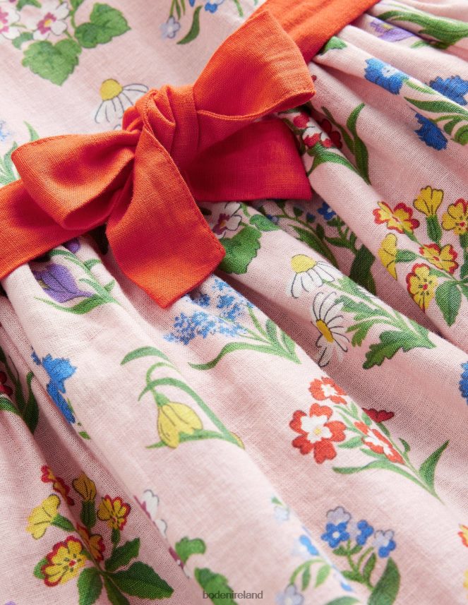 Dusty Pink Flowers Clothing Bow Tie Vintage Dress Boden Girls L466L62875