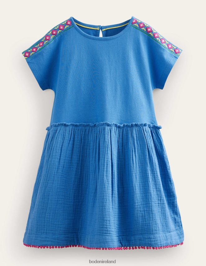 Elizabethan Blue Clothing Woven Mix Texture Dress Boden Girls L466L62842