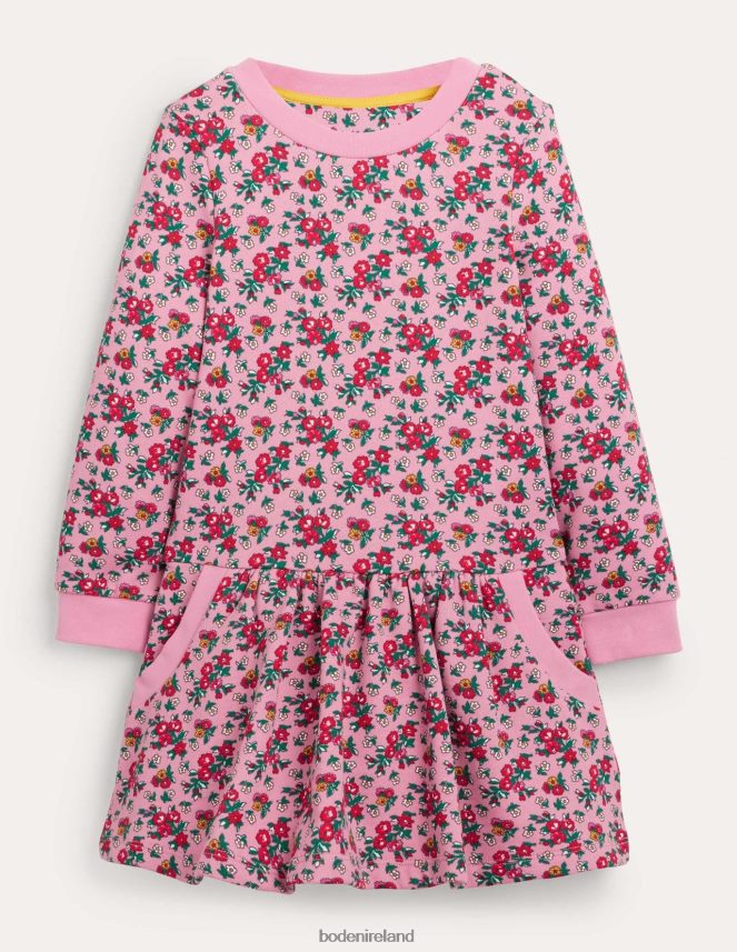 Formica Pink Floral Clothing Cosy Printed Sweatshirt Dress Boden Girls L466L63300