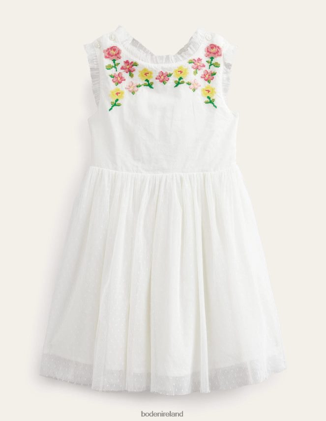 Ivory Clothing Embroidered Cross-Back Dress Boden Girls L466L63232