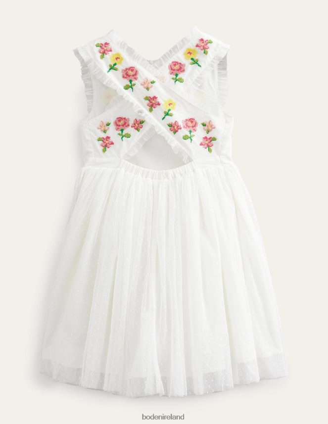Ivory Clothing Embroidered Cross-Back Dress Boden Girls L466L63232
