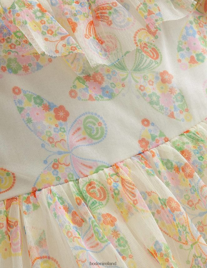 Ivory Multi Butterflies Clothing Frilly Tulle Dress Boden Girls L466L63293