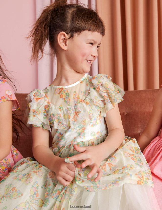 Ivory Multi Butterflies Clothing Frilly Tulle Dress Boden Girls L466L63293