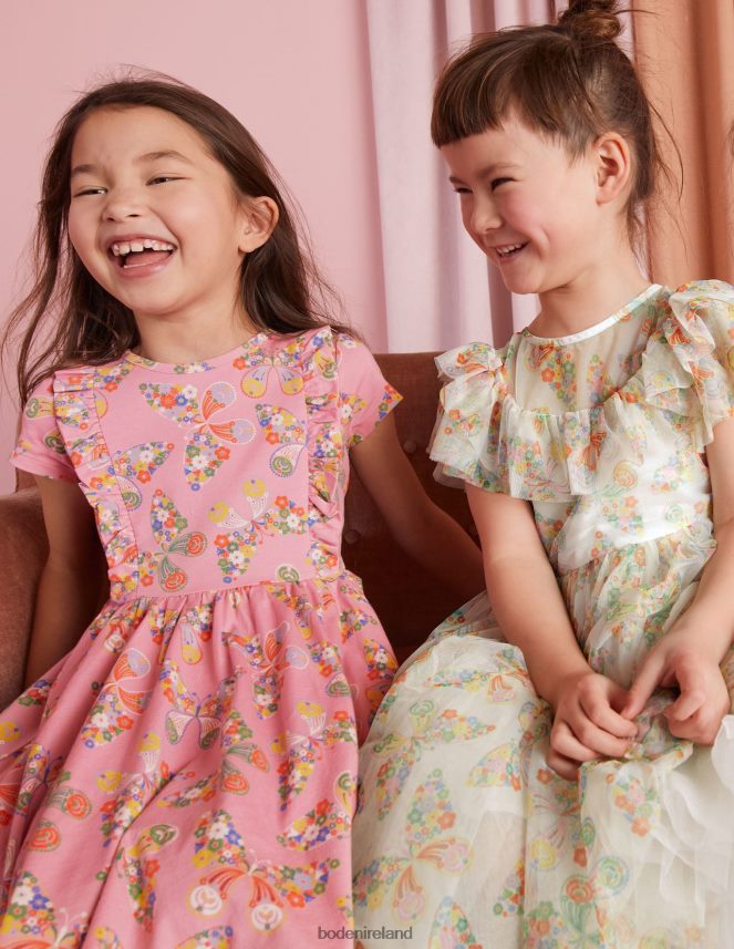 Ivory Multi Butterflies Clothing Frilly Tulle Dress Boden Girls L466L63293